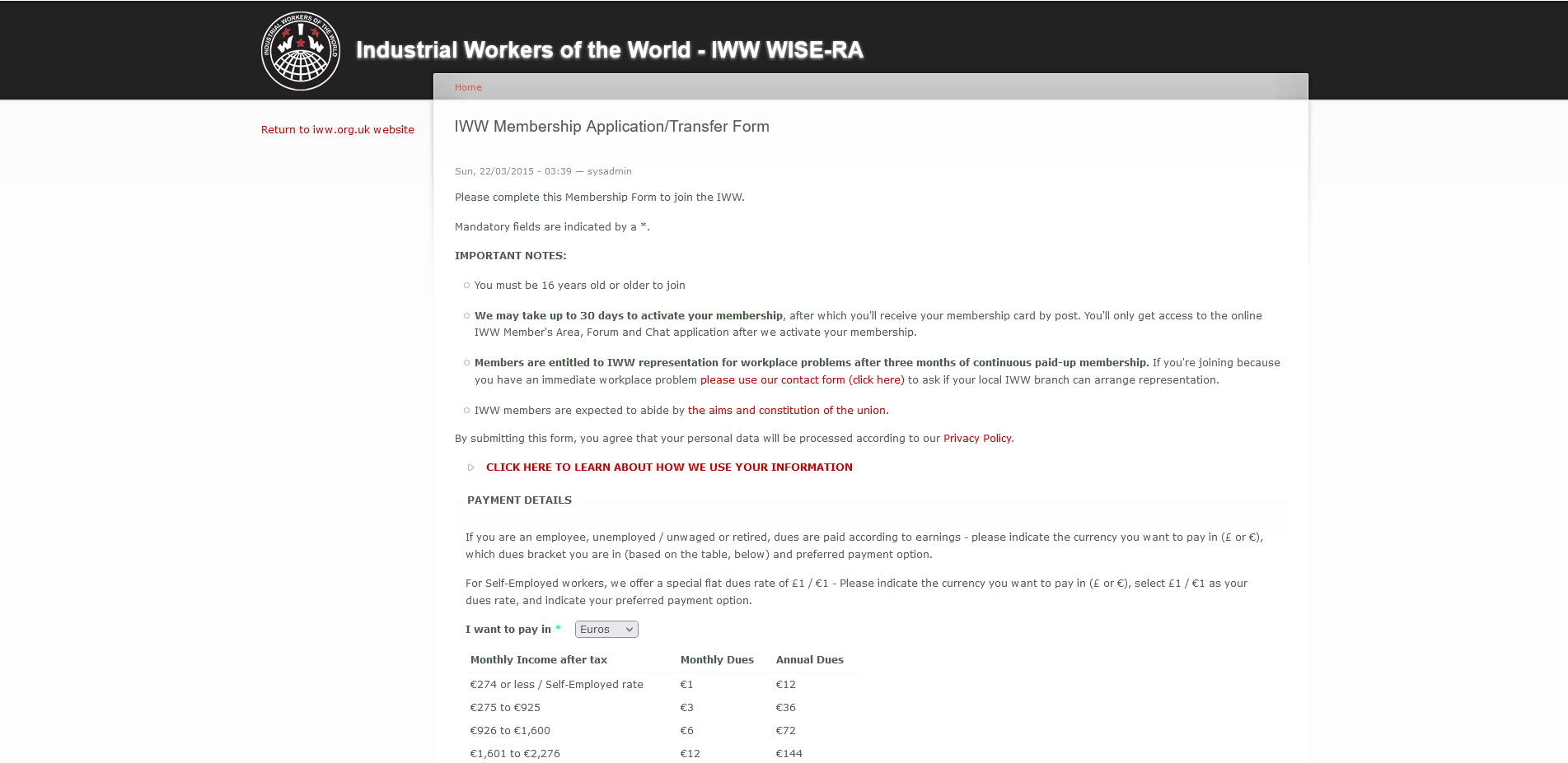 Join IWW Full Application Form